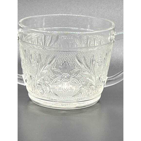 Vintage 1980's Tiara Clear Sandwich Glass Cream and Sugar with handles, no lid - Picture 7 of 9